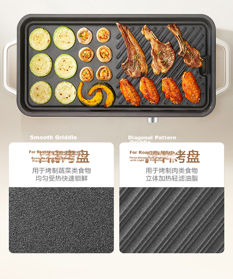 SUPOR Electric BBQ Grill Pan 2026 New Home Electric Grill Multi-Functional Skewer and Meat Grill Titanium Non-Stick Smokeless Detachable GJ5125P821 20