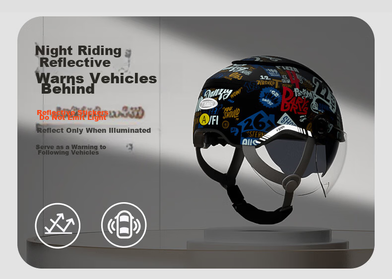 YEMA 3C Certified Electric Vehicle Helmet Unisex Summer Sun Protection Large Sunroof Half Helmet Double Lens Motorcycle Safety Helmet 370S Street Fighter + Aurora Long Lens 23