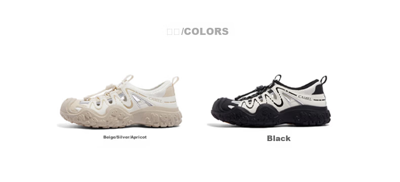 CAMEL Aurora Cute Ugly Women's Outdoor Hiking Casual Shoes L26S202229 Off-White/Black (Hollow Style) Size 35 47