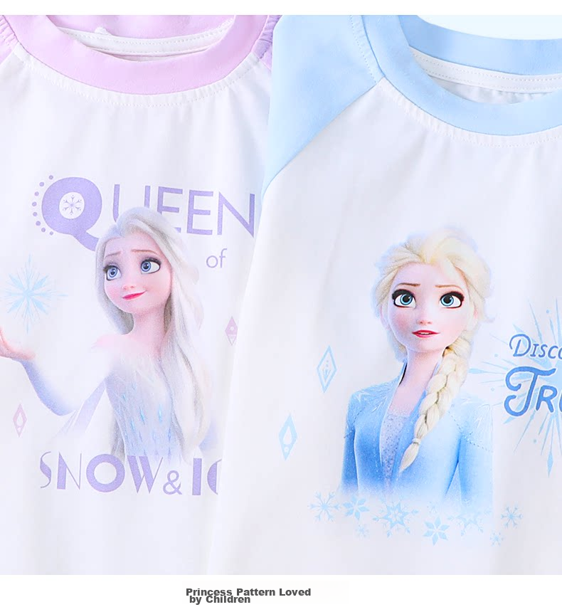 Disney Elsa Girls Summer Outfit 2026 New Children's Two-Piece Sportswear Set 7