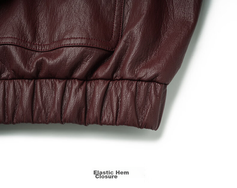 Olrain Eurier Vintage Stand Collar Leather Short Jacket Women's Spring New Loose Fit Burgundy S 15
