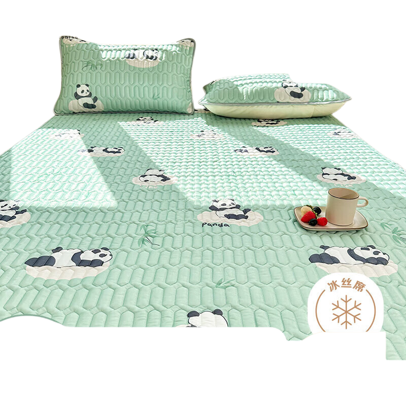 CROWN Cooling Mat, Ice Silk Mat, 1.8x2 Meters, Class A, for Summer Use, Student Dormitory Soft Cooling Mat Set of Three Pieces, Single Person, Machine Washable