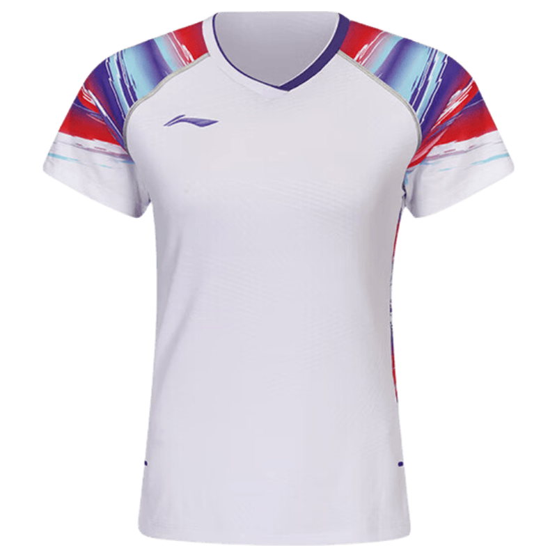 LI-NING Women's Badminton Quick-Dry Breathable Short Sleeve International Star Competition Professional Match Jersey Comfortable Sportswear