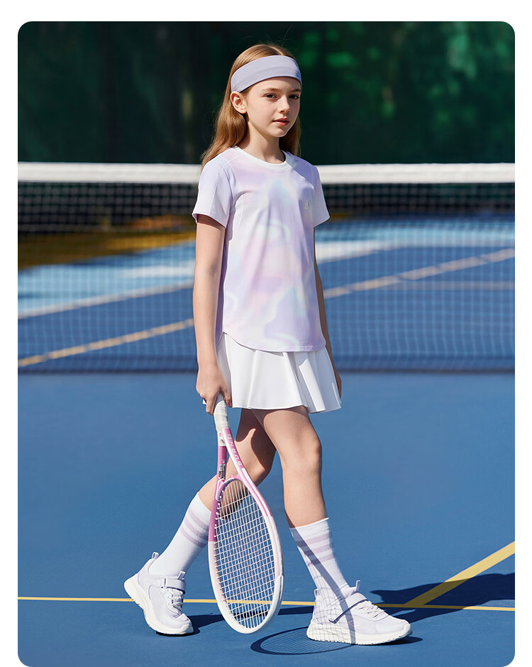Balabala Girls' Short Sleeve Set Children's Two-Piece T-Shirt 2026 Summer Cool Sun Protection Quick-Dry Skirt Sportswear 23