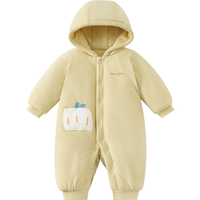 TONGTAI Baby Winter Cotton Padded Hooded Romper Jumpsuit Yellow 73cm
