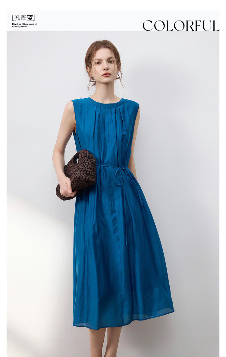 Demana Oxygen Lenzell Summer Sleeveless Pleated Waistband Loose Slim Fit Dress for Women Premium 3