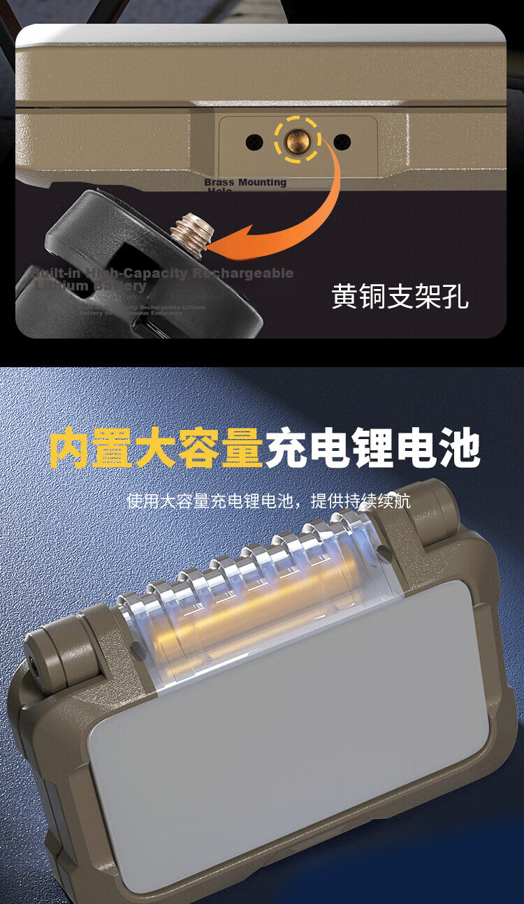 Cavalry Home Emergency Light Rechargeable Folding Hook Camping Lamp Single Light with Bracket for Night Market Work Auto Repair Inspection 15