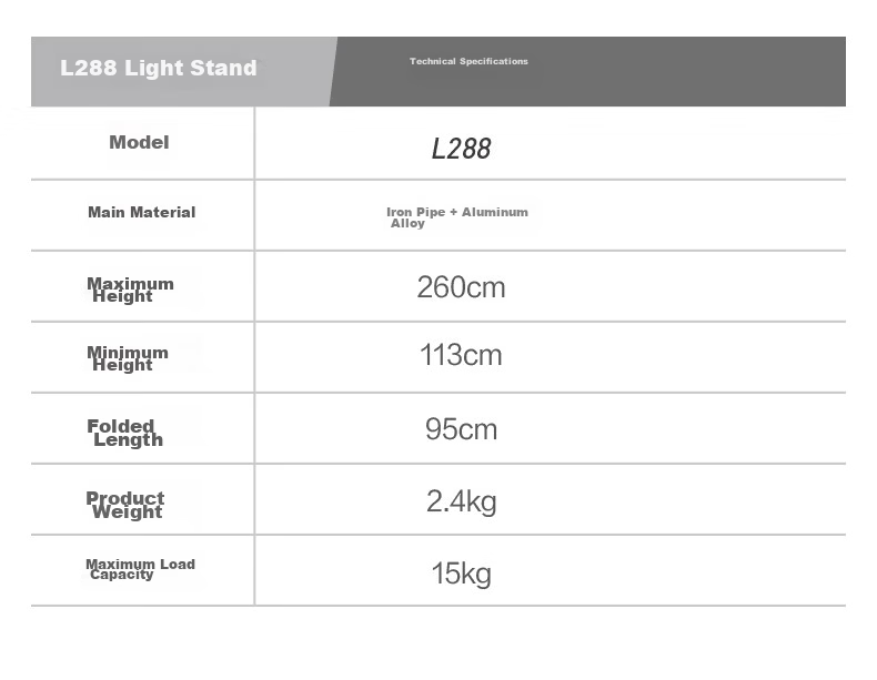 NANLITE L288 Photography Light Stand Universal Interface LED Fill Light Video Live Floor Tripod 5