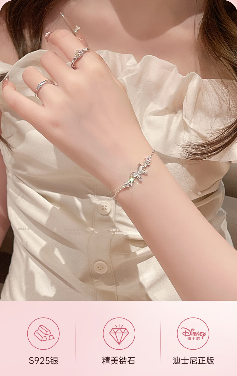 Disney Butterfly Sterling Silver Bracelet for Women Luxury Niche Delicate Birthday Gift for Girlfriend and Best Friend 2