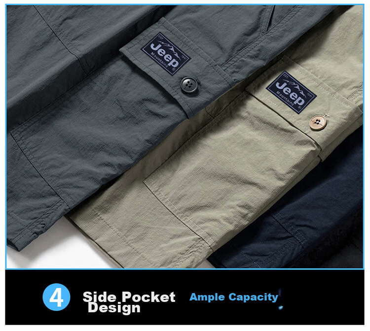 JEEP Men's Summer American Style Ice Silk Cargo Loose Straight Five-Point Shorts Khaki 31 11