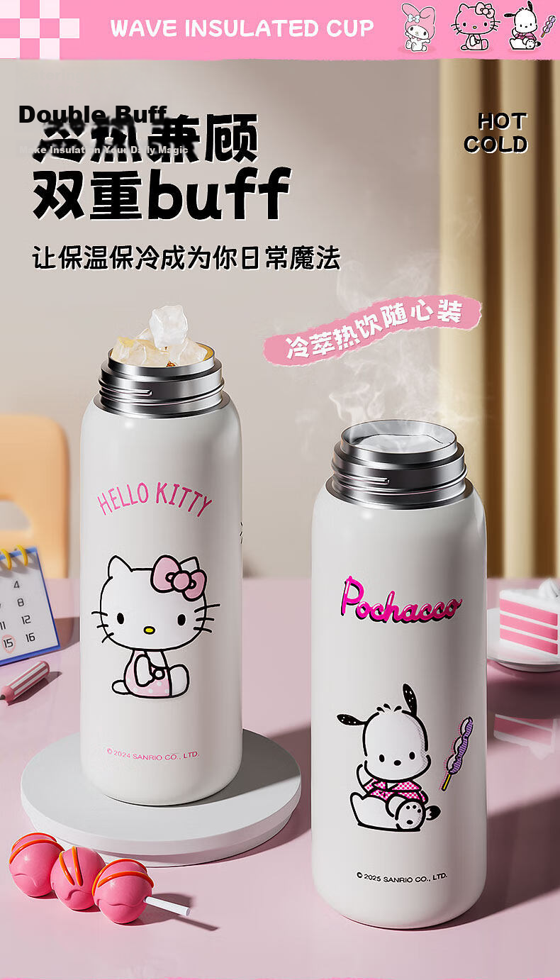 BEDDYBEAR Wave Double Insulated Tumbler for Women with Cup Sleeve, Straw Water Bottle, Large Capacity Student Cup 500ML Meimao Bear Dog 6