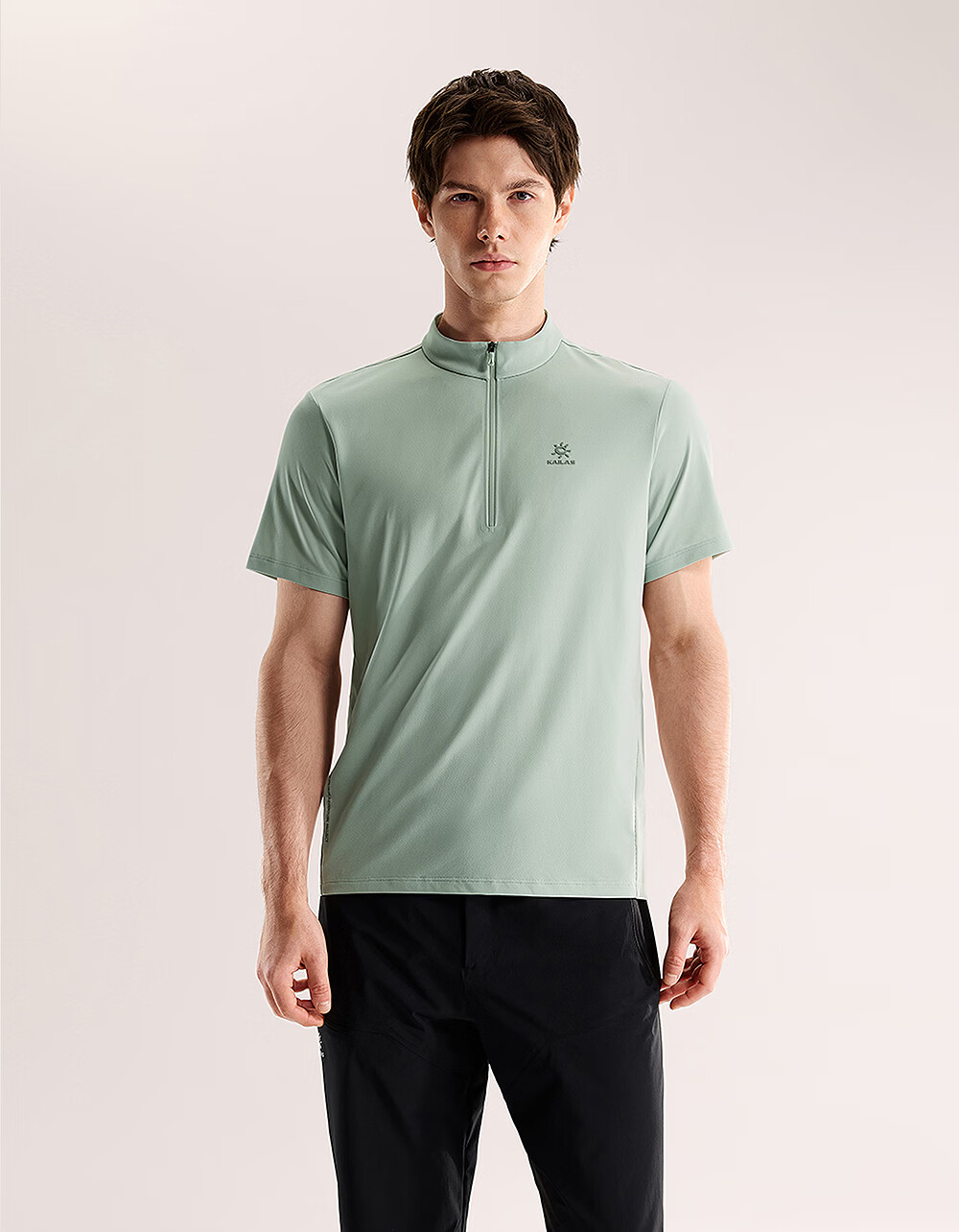 KAILAS Kailas Men's Outdoor Summer Breathable Antibacterial Moisture-Wicking Quick-Dry Half-Zip Collar T-Shirt Short Sleeve 1