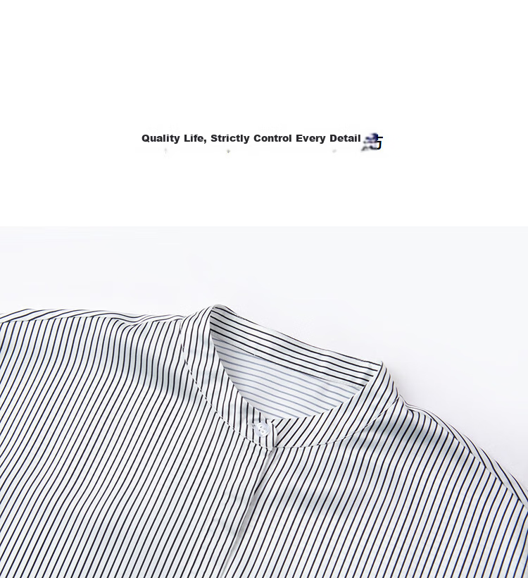 Demana Striped Overture Summer Elegant Stand Collar Short Sleeve Printed Loose Slimming Shirt for Women 12
