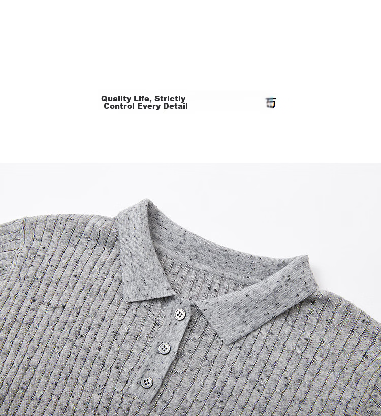 Demana Summer Smart Sensing Slim Fit Polo Collar Short Sleeve Knit Top with Wool for Women 12