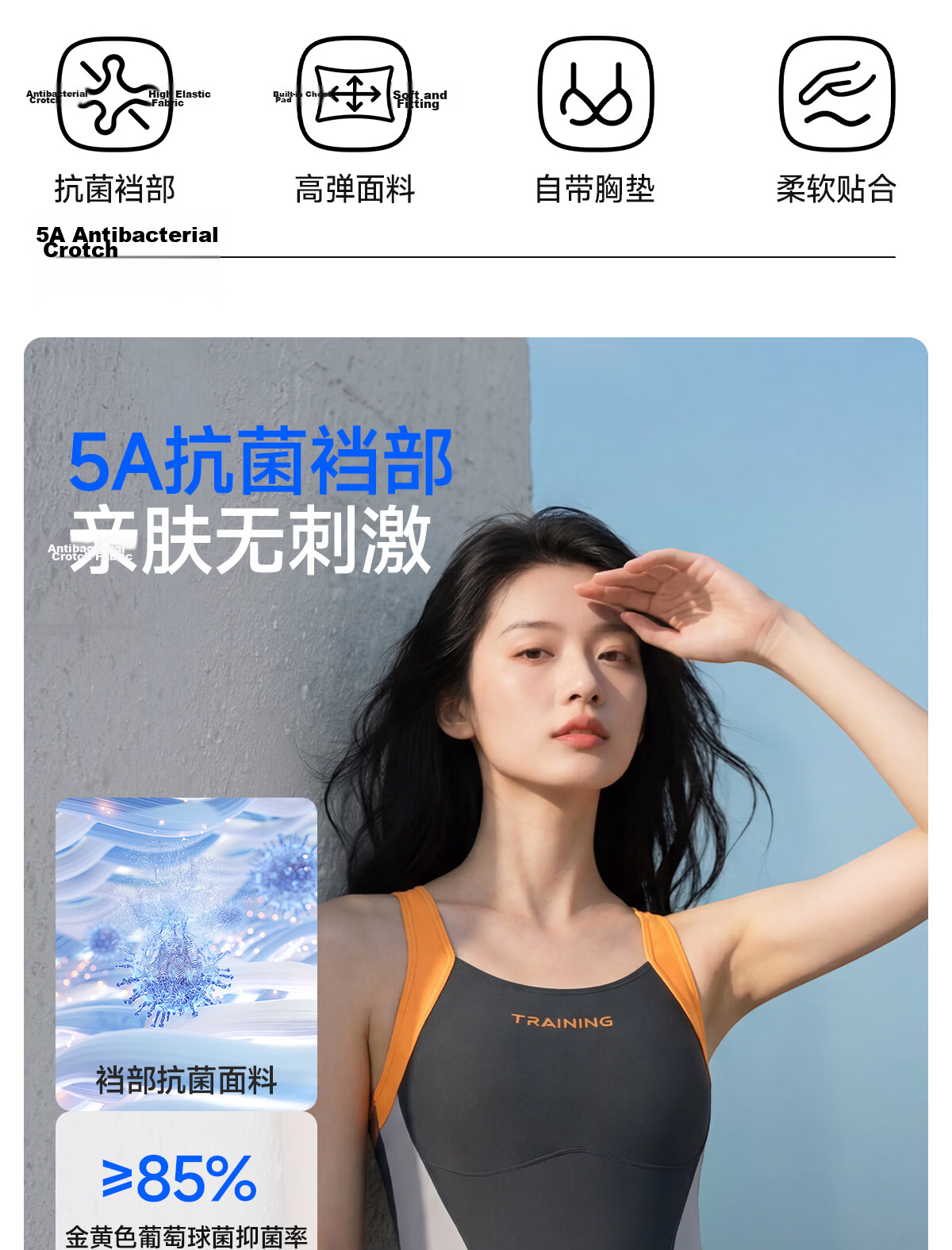 361° Women's One-Piece Swimsuit, Square-Leg Competitive Swimwear, Conservative, Slimming, Hot Spring Ladies' Swimwear, Professional Training 3