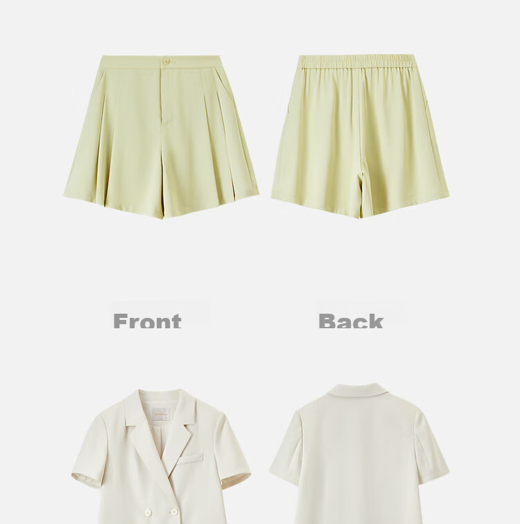 Sentubila Urban Commuter Women's Summer Slim Fit Short Sleeve Blazer and Elastic Waist Shorts Two-Piece Set 25