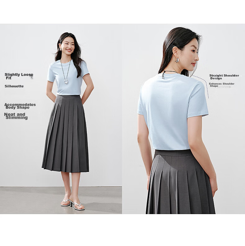 Yixiang Liying Lyocell Short Sleeve T-Shirt Women 2026 Spring New Shoulder Base Shirt Lavender Purple M 6