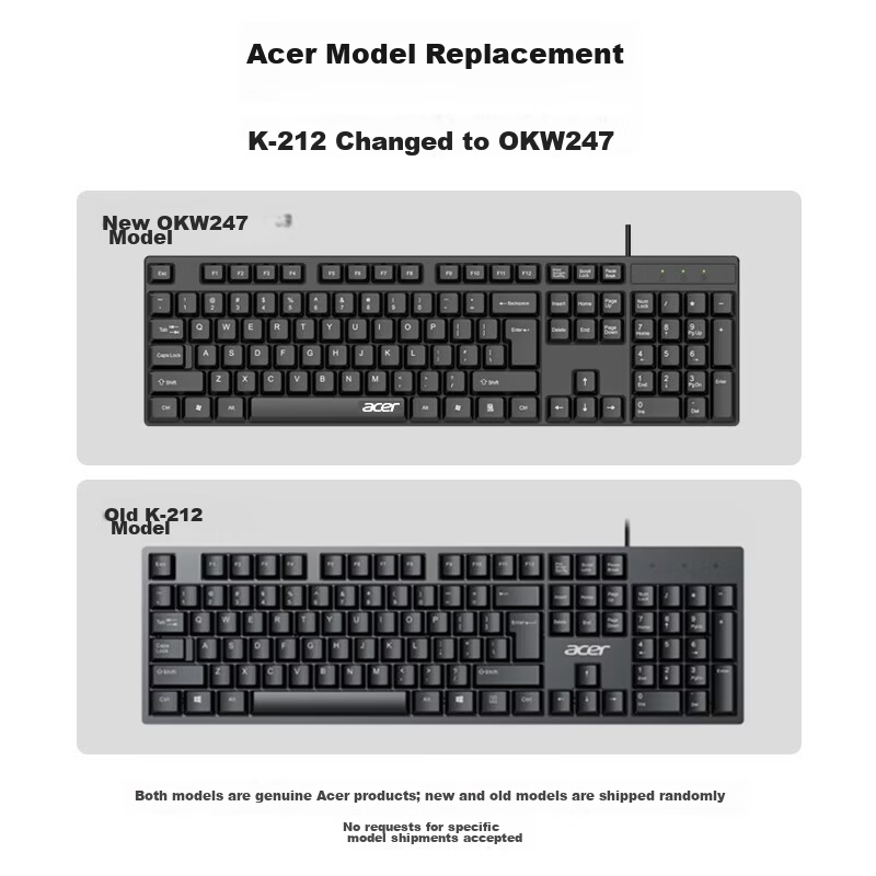 Acer Keyboard And Mouse Combo Wired Keyboard And Mouse Set Office Business Desktop Laptop Keyboard And Mouse K212+M117 1