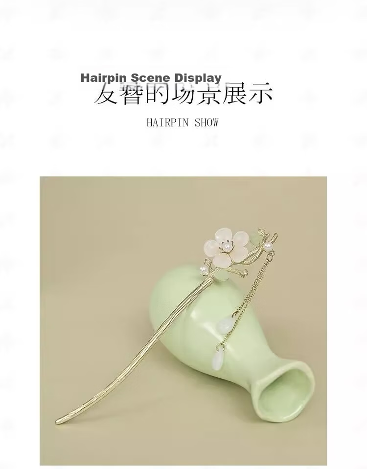 Zhuishi Orchid Hairpin Chinese Style Ancient Tassel Pearl Elegant Hairpin Birthday Gift for Girlfriend 9