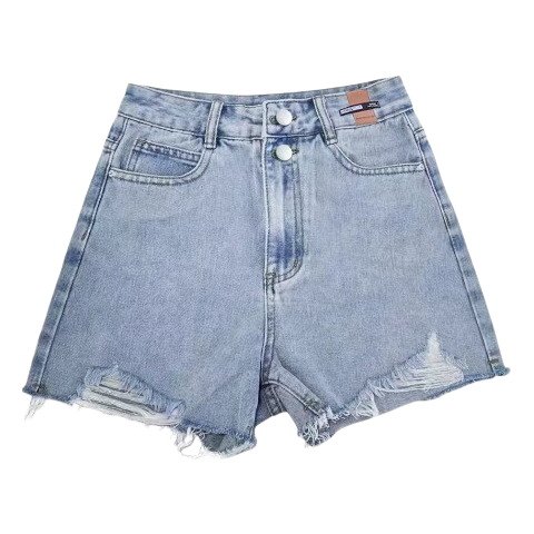 Jeanswest Women's Jeans, Summer Lightweight, Frayed Hem, High-Waisted, Slimming, Petite, Wide-Leg, Loose-Fitting, Vintage Blue, Size L