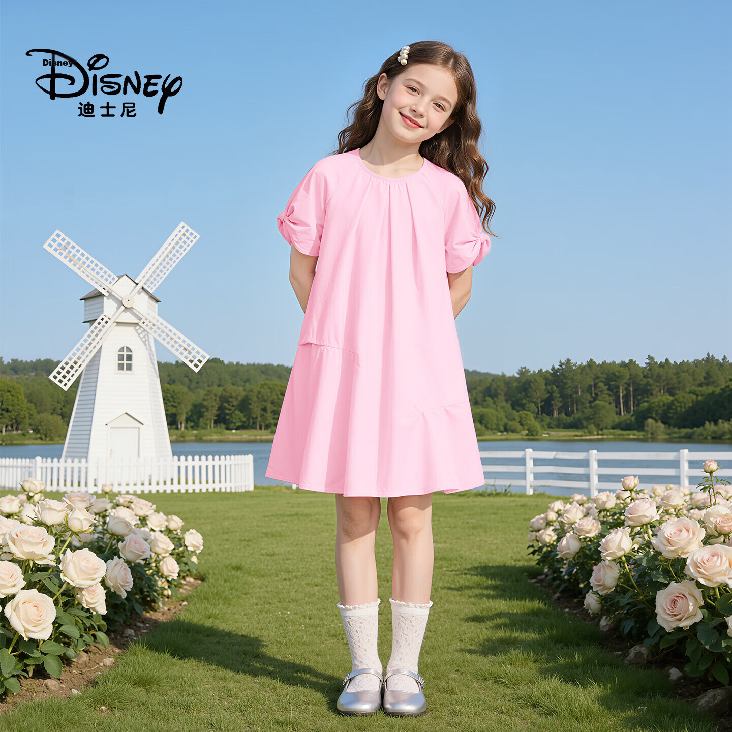 Disney Kids Cute Girls Dress 2026 Summer New Forest Style Princess Cartoon Cotton Children's Dress