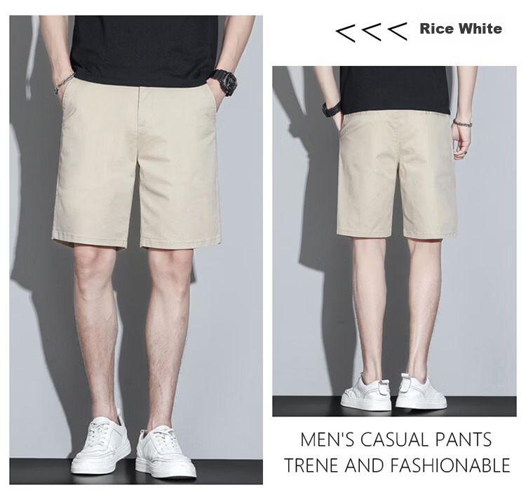 Pierre Cardin Men's Summer Shorts Lightweight Loose Casual Five-Point Mid-Length Pants New Trend High-End Dress Pants Off-White 28 12