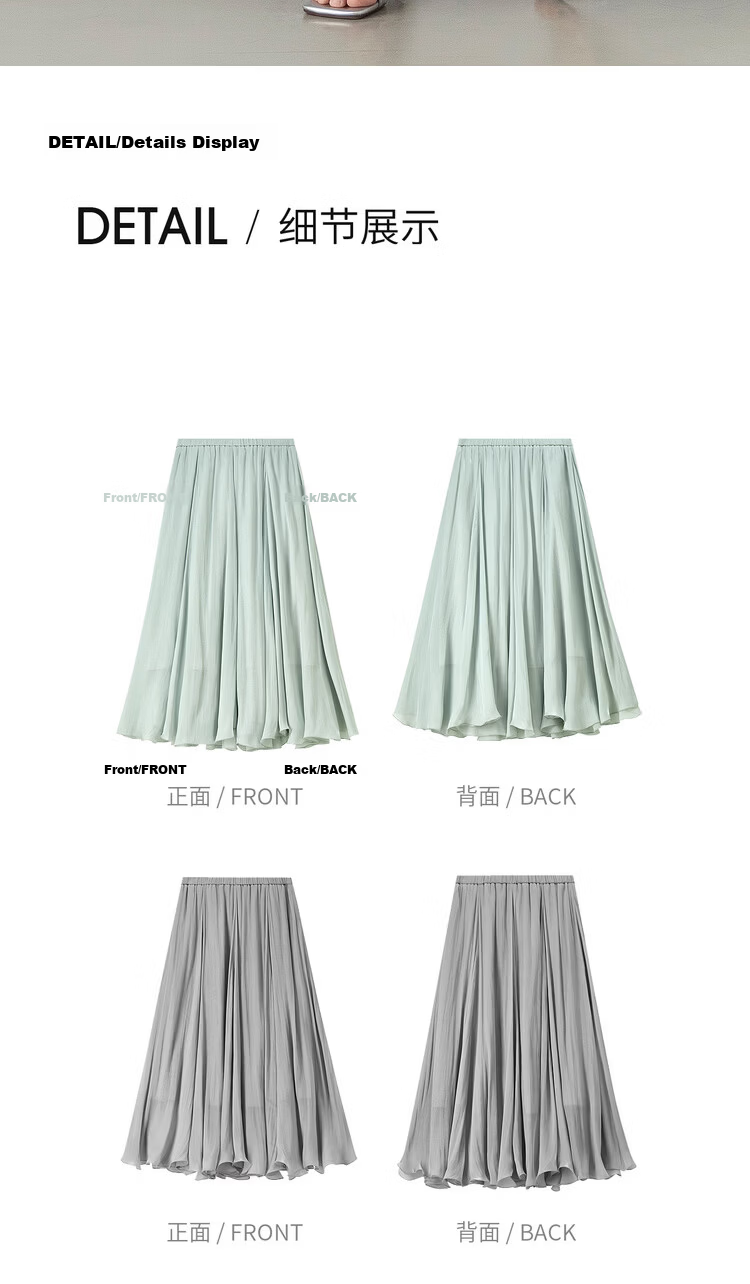 Shangdu Bila Elegant Radiant Half Skirt for Women Summer Soft Style Slimming A-Line Skirt Lightweight Draped Elastic Waist Flared Skirt 27
