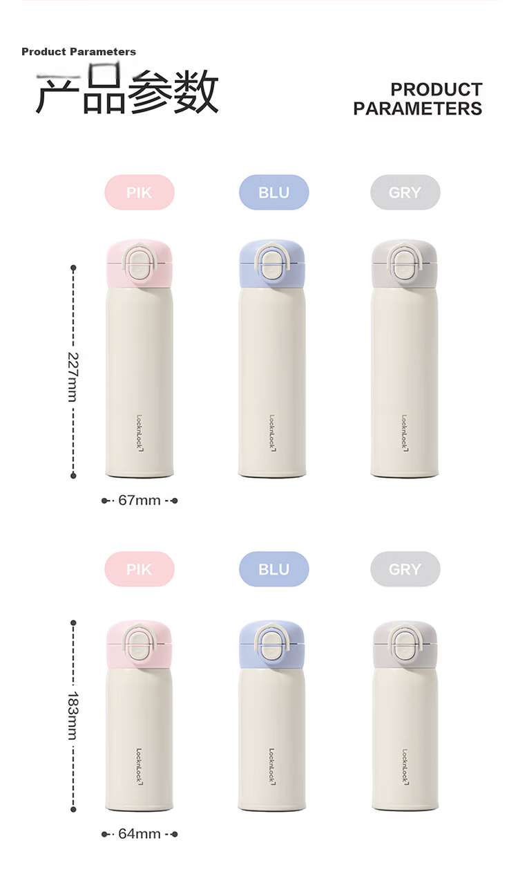 LOCK&LOCK Dual Drink Flip Lid Insulated Water Bottle for Men and Women, High-Value Student Thermos Cup, Blue - 480ML 20