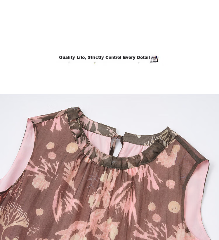 Demana Smooth Tencel Summer Elegant Commuter Pleated Round Neck Sleeveless A-Line Slim Dress for Women Premium Feel 12
