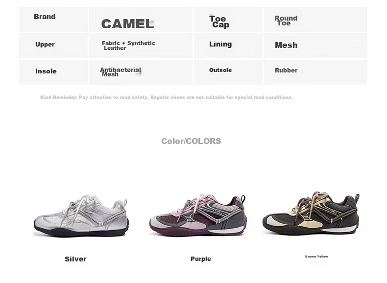 CAMEL Wang Junkai Edition Crescent Moon Trainer 4th Gen Women's Retro Racing Shoes L26A548053 Silver Size 36 30