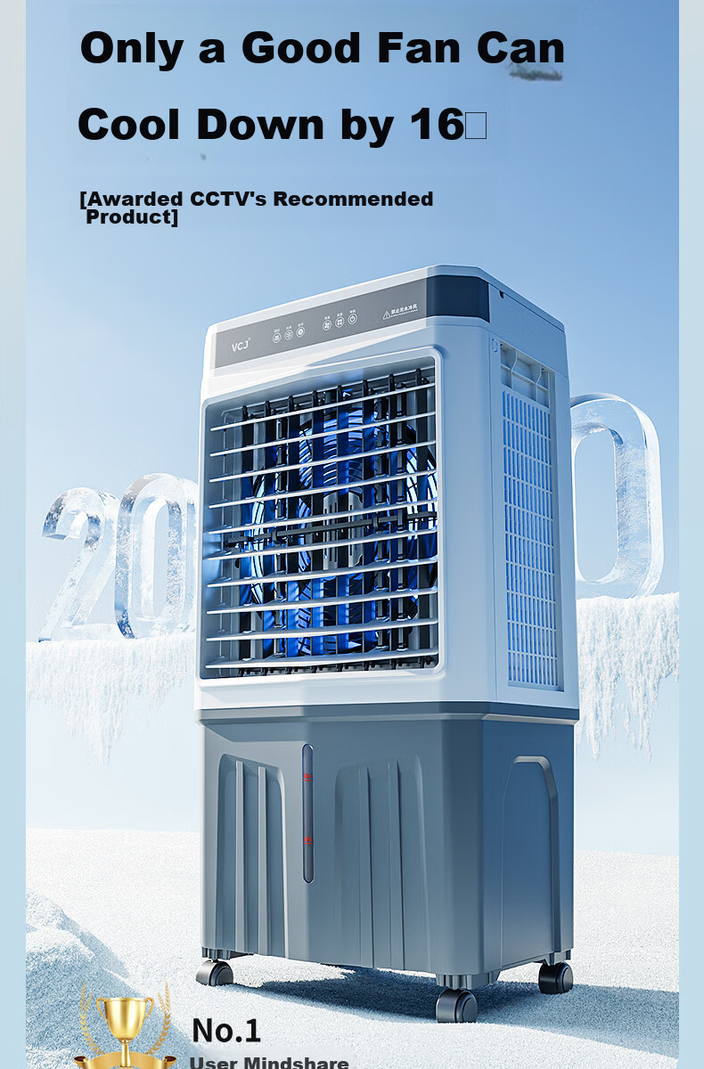 VCJ German Brand Industrial Cooling Fan Air Conditioner Water-Cooled Electric Fan Portable Commercial Home Air Cooler JD-900-A 7