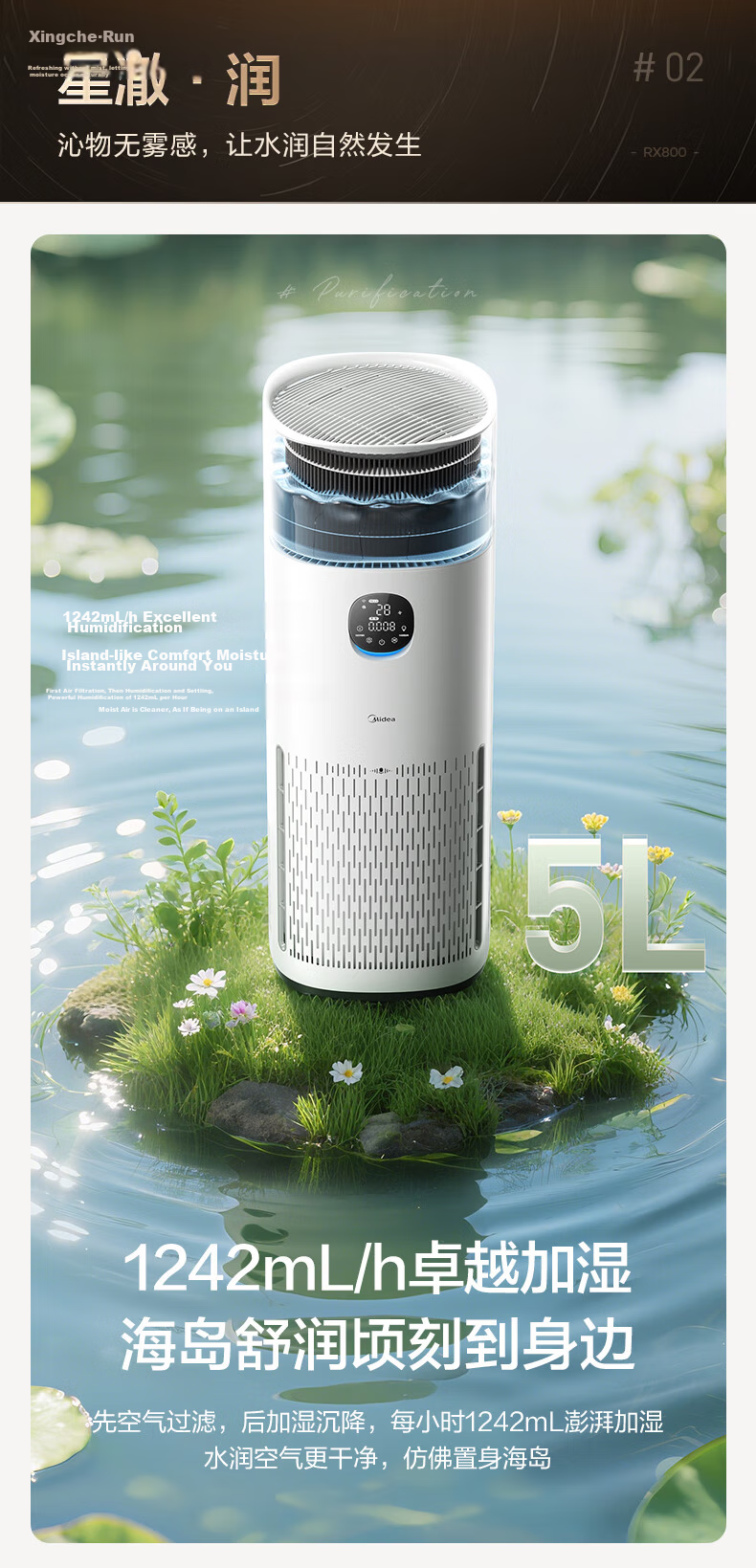 Midea R8 Air Purifier and Humidifier with Formaldehyde Removal, Pollen Filter, Digital Display, Smoke and Odor Removal, Allergy Relief, Pet Hair Filtration for Home Use 16