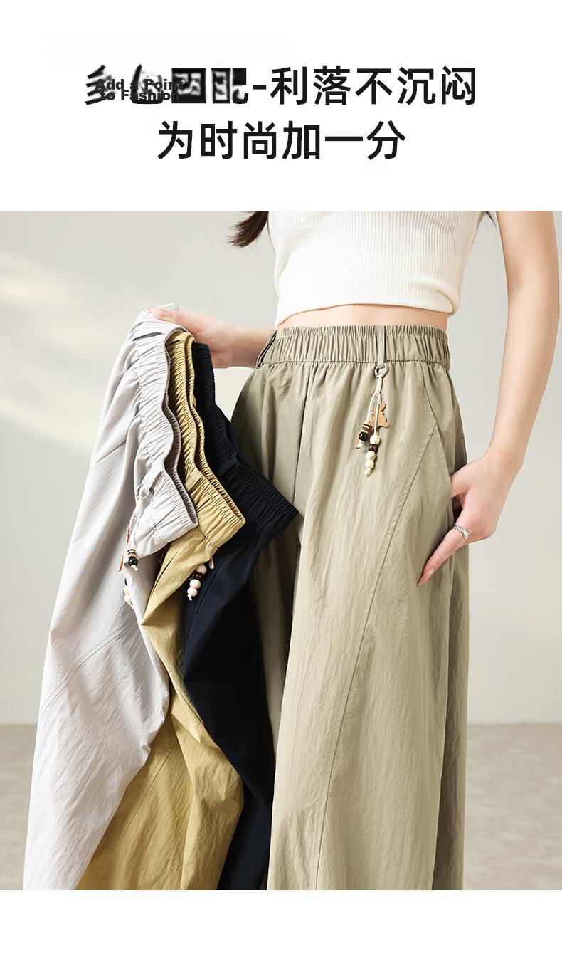 Xueqiman New Style Flower Bud Wide-Leg Pants Women Summer Thin Slim Ruffle Hem Small Size Nine-Point Casual Harem Pants 5