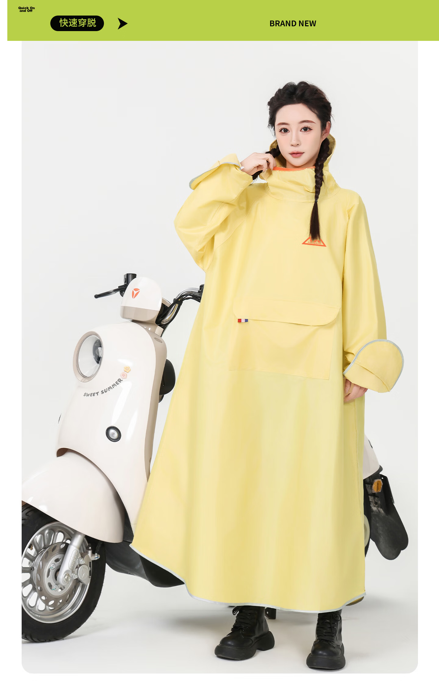 Spapani Long Full-Body Raincoat for Electric Vehicles, Adult Unisex Anti-Raincoat for Motorbike and Scooter Riders 16