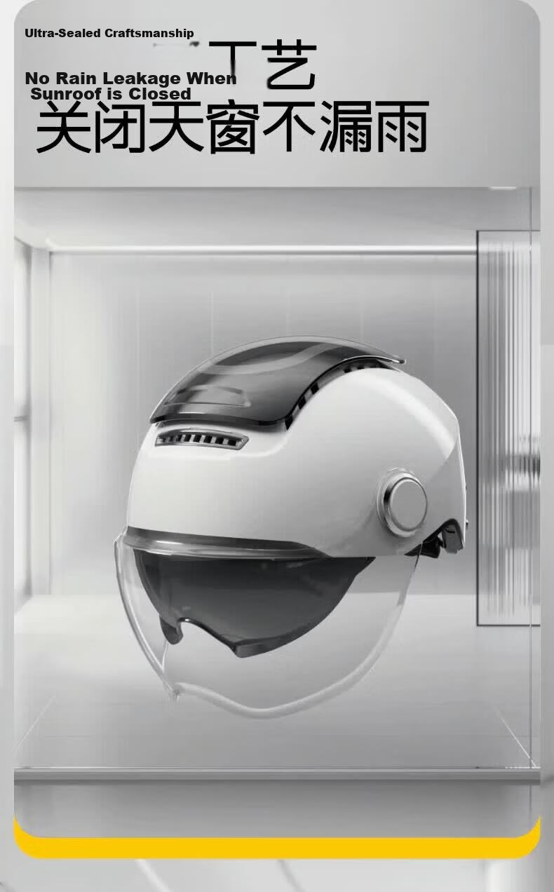 Two Little Bees 0-Gravity Sunroof 3C Certified Electric Motorcycle Helmet Unisex Summer Sun Protection Half Helmet Breathable Four-Season Safety Riding Universal HD Lens + Photochromic Lens - Moonligh 13