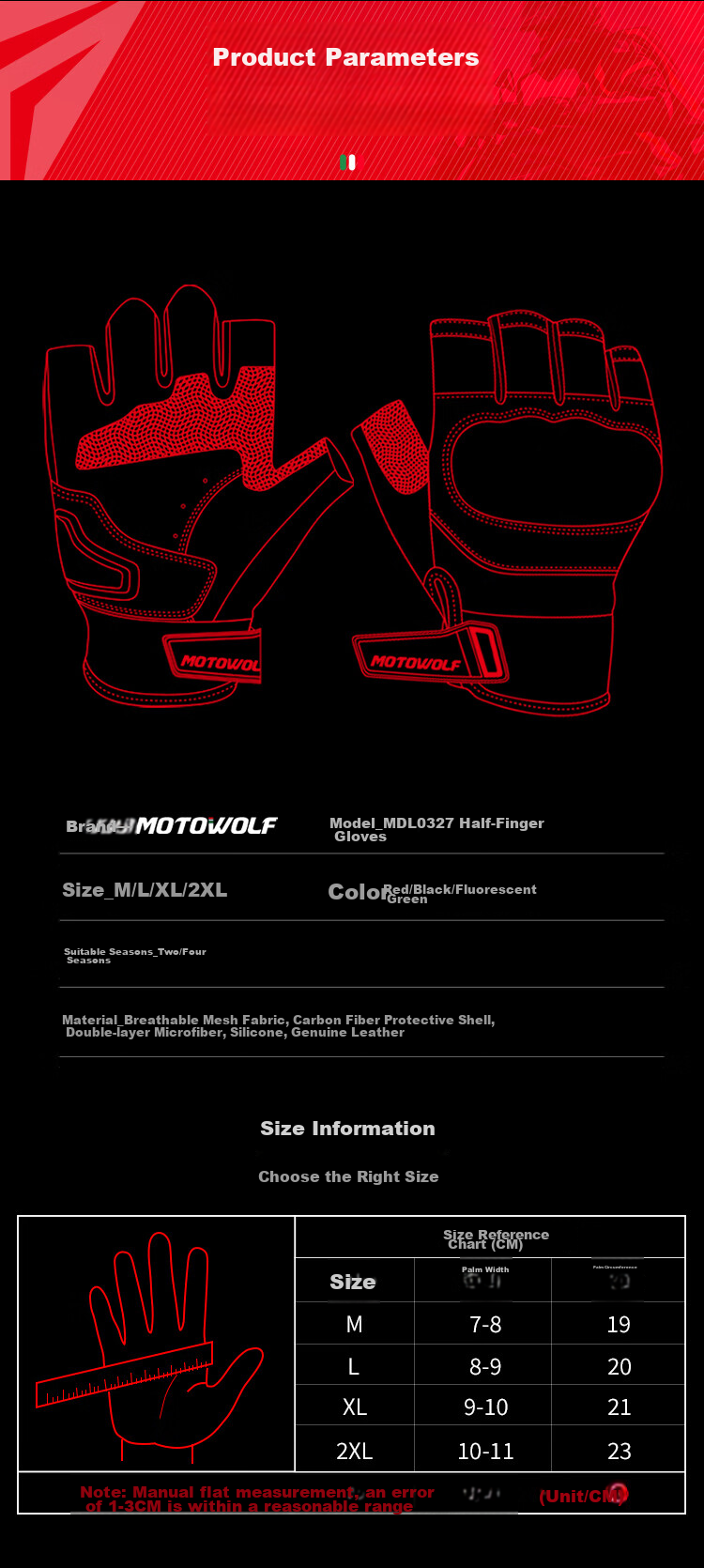 MOTOWOLF Motorcycle Gloves Half Finger Carbon Fiber Summer Breathable Riding Motorbike Anti-fall Knight Gear Unisex 4