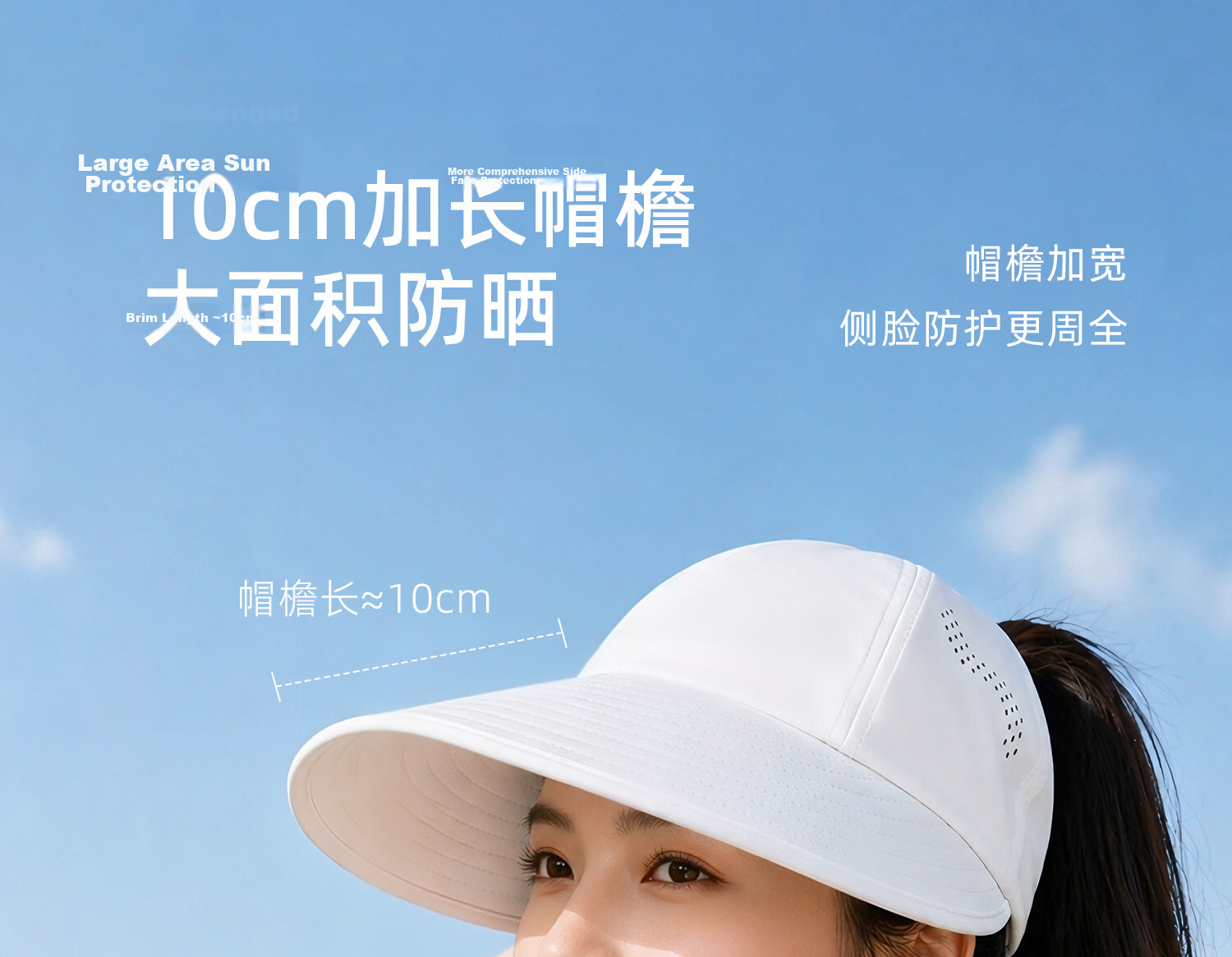FANCET Women's Summer Sunshade Hat Large Brim UV Protection Sunscreen Outdoor Golf Baseball Cap Cooling Ponytail Hat 12