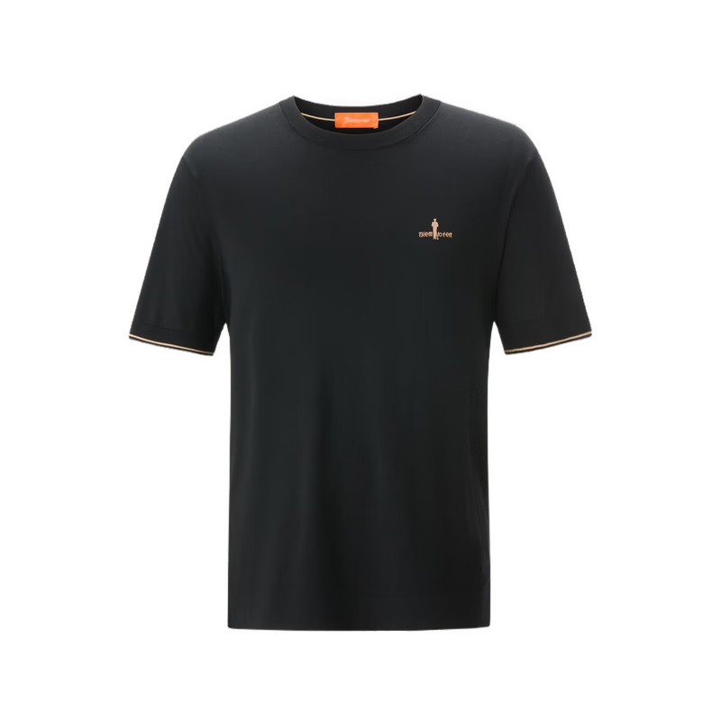 Biyinlefen [Qingquan Sha] 2026 Spring Summer New Men's Casual Commuter Cool Stretch Short Sleeve Crew Neck Knit Shirt