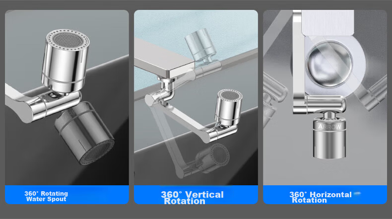 ARROW HT Faucet Extender 1440° Rotatable Mechanical Arm Universal Faucet Splash-Proof Aerator 6