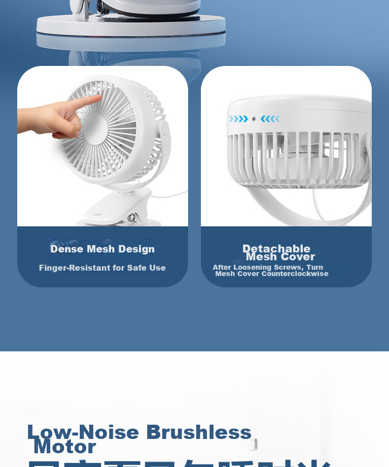 Deli [Hot-Selling] Desktop USB Mini Fan Small Electric Fan for Students Dormitory Office Workstation Bedside Quiet Fan - LK220 Black 15