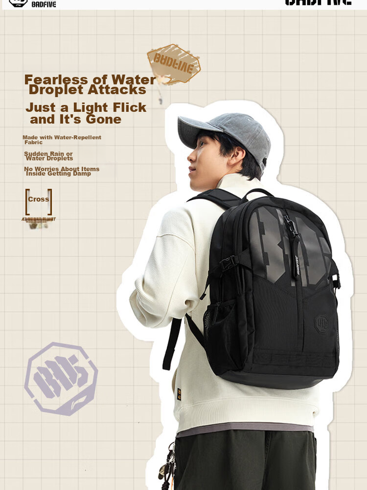 LI-NING Fanwu Water-Repellent Sports Backpack Unisex New Large Capacity Lightweight Travel Bag ABSW009-3 7
