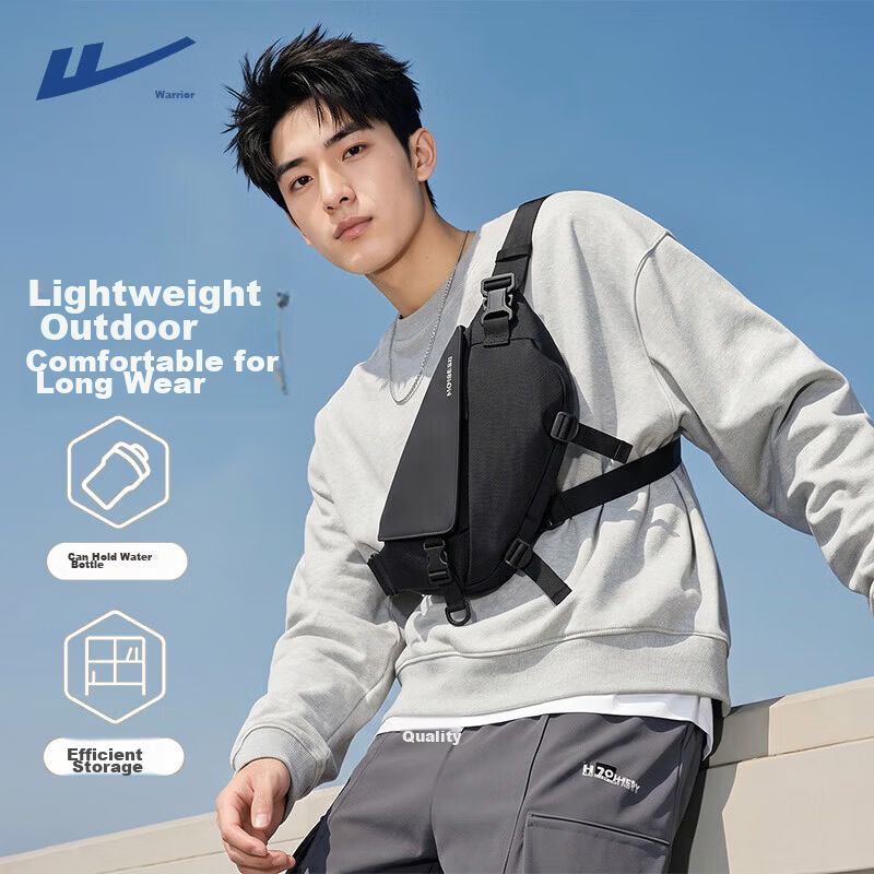 Warrior Men's Crossbody Bag Portable Functional Chest Bag Waist Bag Trendy Sports Outdoor Commuting Small Bag Large Capacity Shoulder Bag
