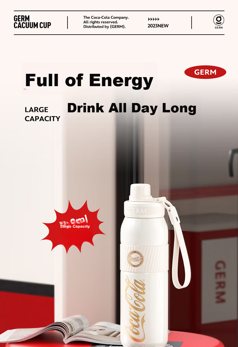 Germ x Coca-Cola Collaboration Trendy Water Bottle GE-CK23AW-B37 Apricot Beige 580ML 3
