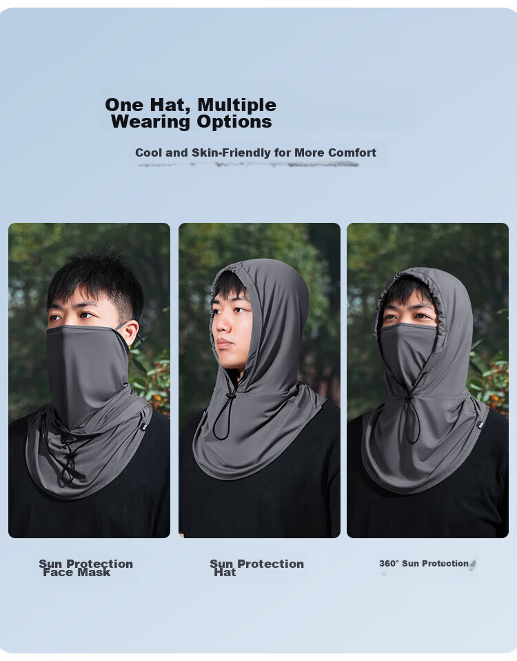 Seven Wolves Men's Sun Protection Hat Set with Face Shield, Women's Ice Silk Sleeve Covers, Summer Outdoor Sunshade Hat Two-Piece Set 2