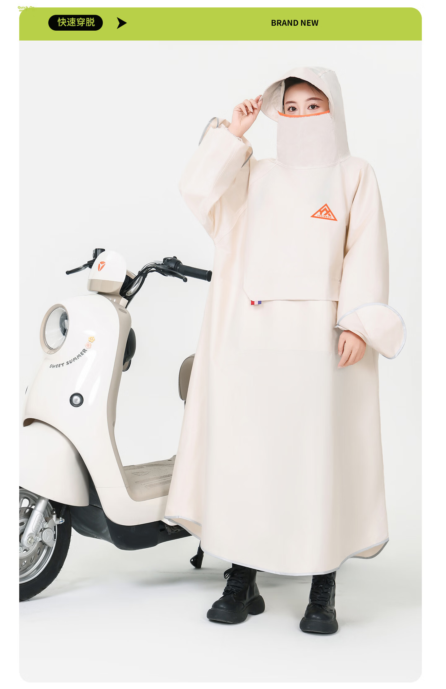 Spapani Long Full-Body Raincoat for Electric Vehicles, Adult Unisex Anti-Raincoat for Motorbike and Scooter Riders 20