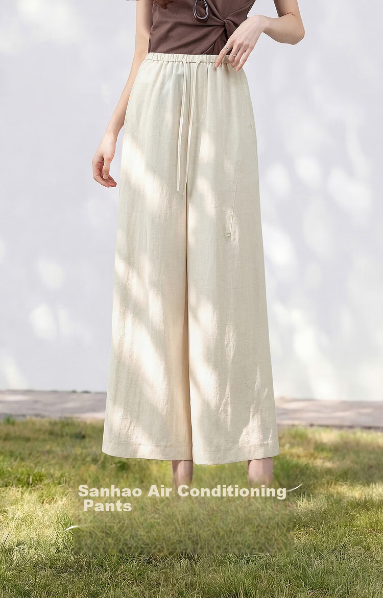 Shangdubila Linen Blend Casual Pants for Women Spring Summer Petite High Waist Elegant Straight Leg Pear Shape Slimming Cropped Pants 1