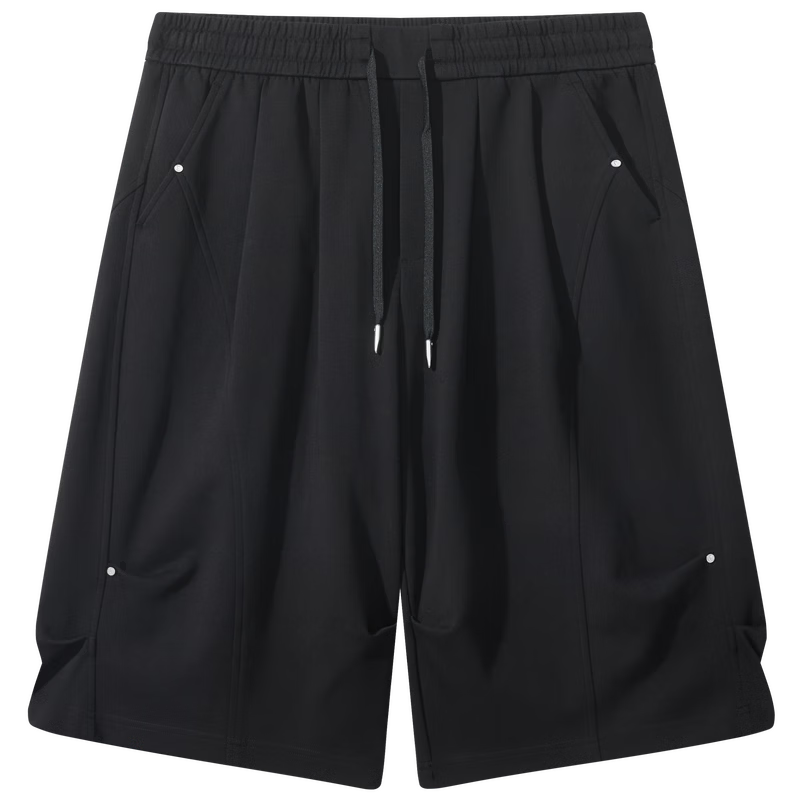 CABBEEN 285G Air Layer Men's Seven-Point Paratrooper Shorts with Studded Decoration Design 2026 Summer Knit Shorts
