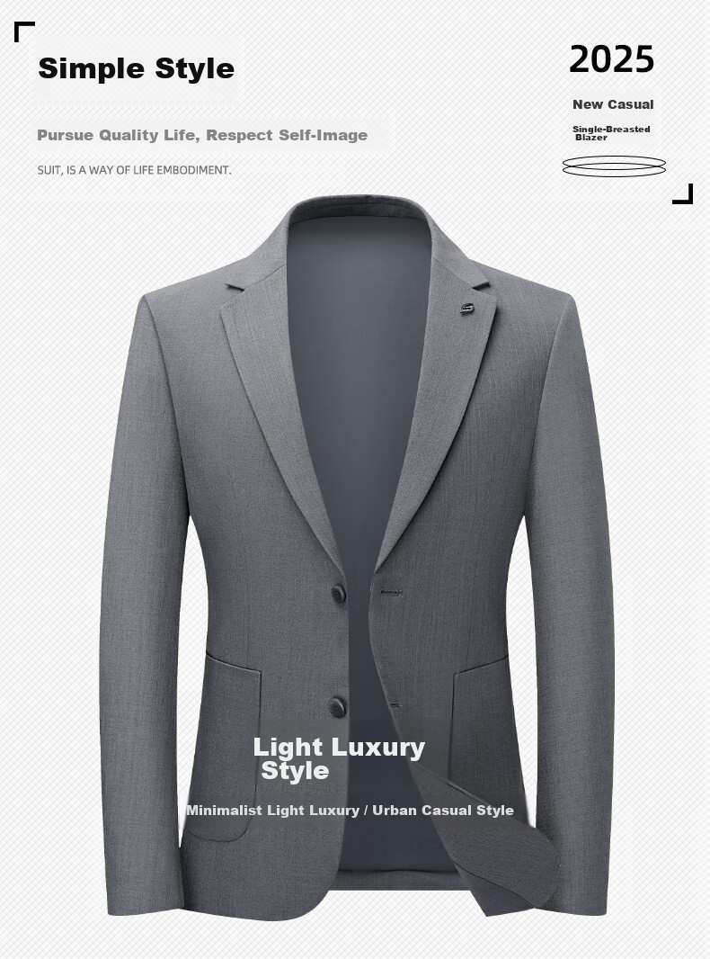 SHANSHAN Men's Spring Casual Simple Versatile Business Fashion Suit Jacket Professional Commuter Blazer Single-Breasted 4