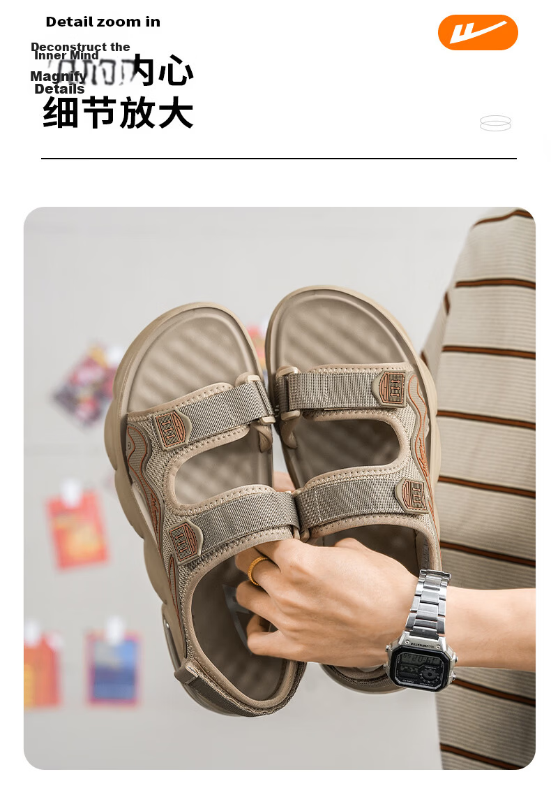 Warrior Official Flagship Store Men's Breathable Casual Shoes Men's Beach Sandals Black Size 39 7