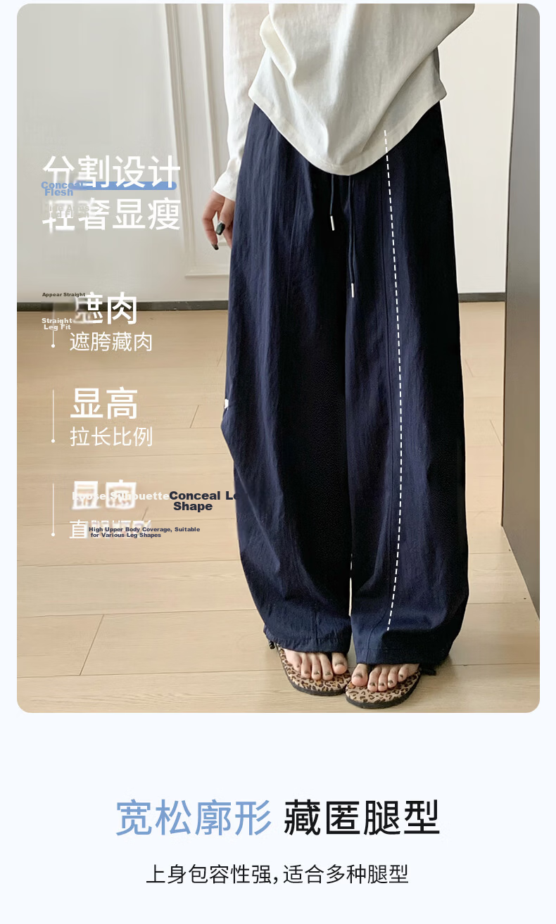Langsha High Waist Casual Pants for Women Spring Summer Loose Straight Embroidered Washed Wide Leg Trousers Versatile Travel Long Pants Female 5